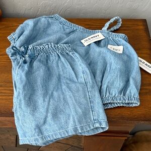 Old Navy Kids Blue Denim Top and Shorts set